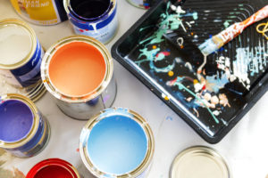 Closeup of house painting renovation